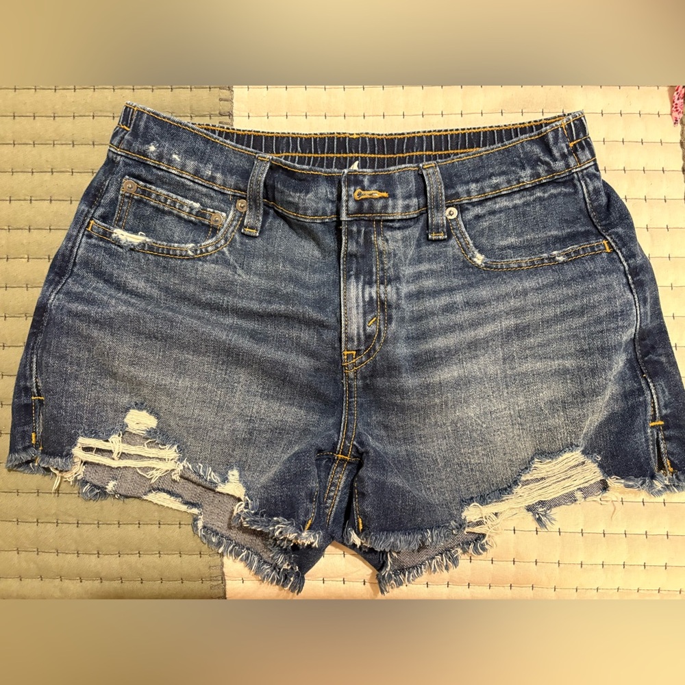 Aerie Frayed Hem Blue Jean Shorts